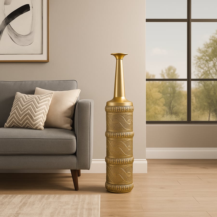 Golden luxurious vase with oriental decorations