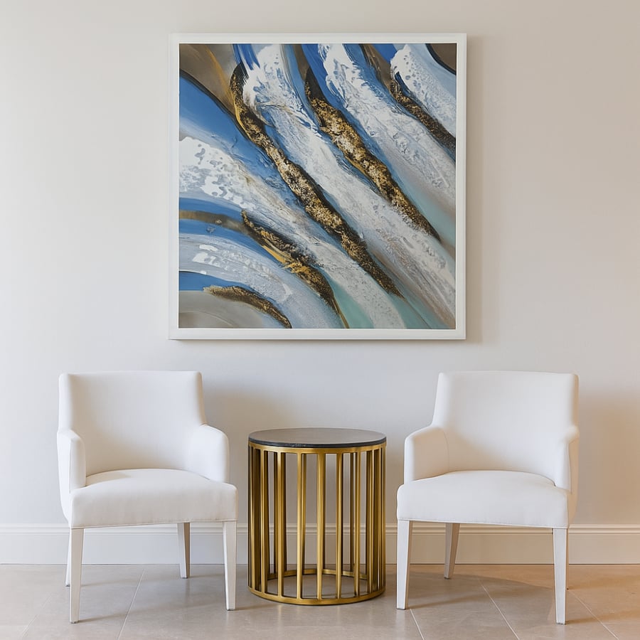 Artistic wall panel shape of wave flow