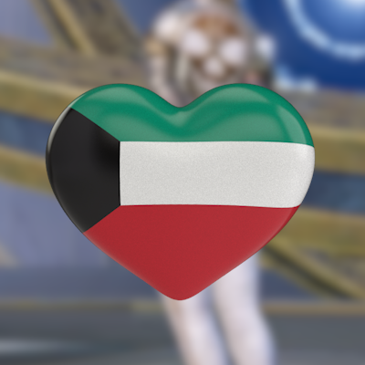 The Kuwait flag logo is animated