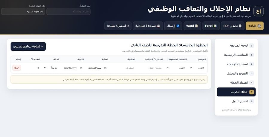 خطة الاحلال الوظيفي وتعاقب الموظفين