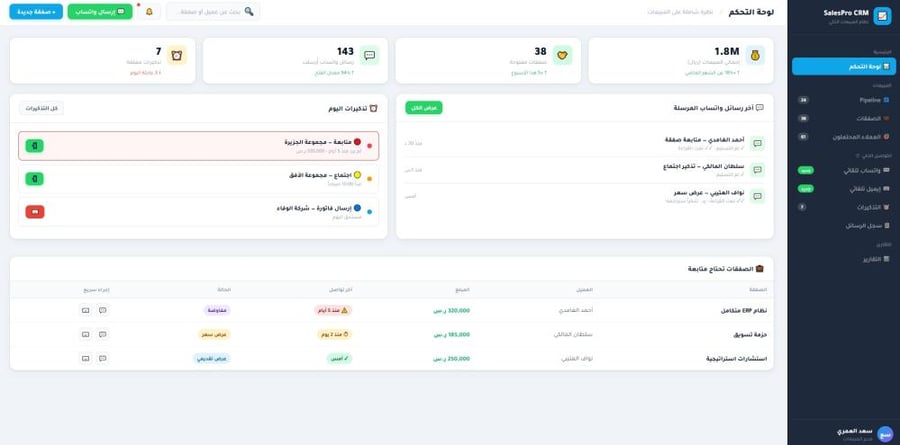 برنامج إدارة العملاء والمبيعات والصفقات