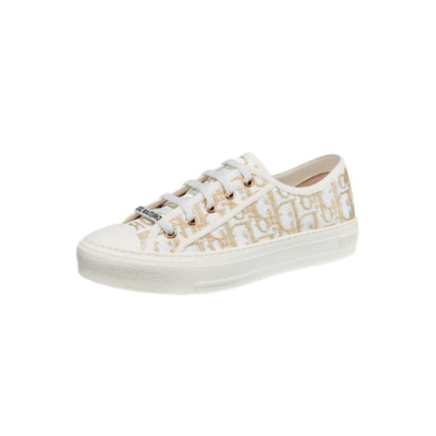 WALK'N'DIOR SNEAKER Gold-Tone Dior Oblique Cotton with Metallic Thread Embroidery