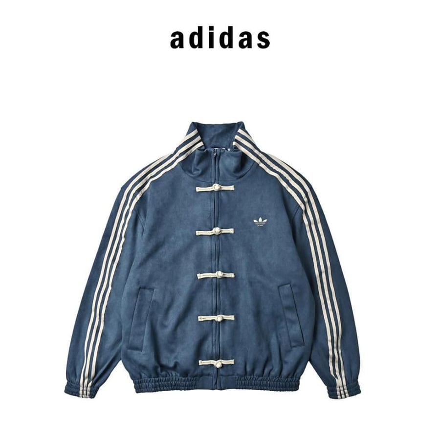 Adidas Tang Men's Button-Up Jacket, Blue with White Accents