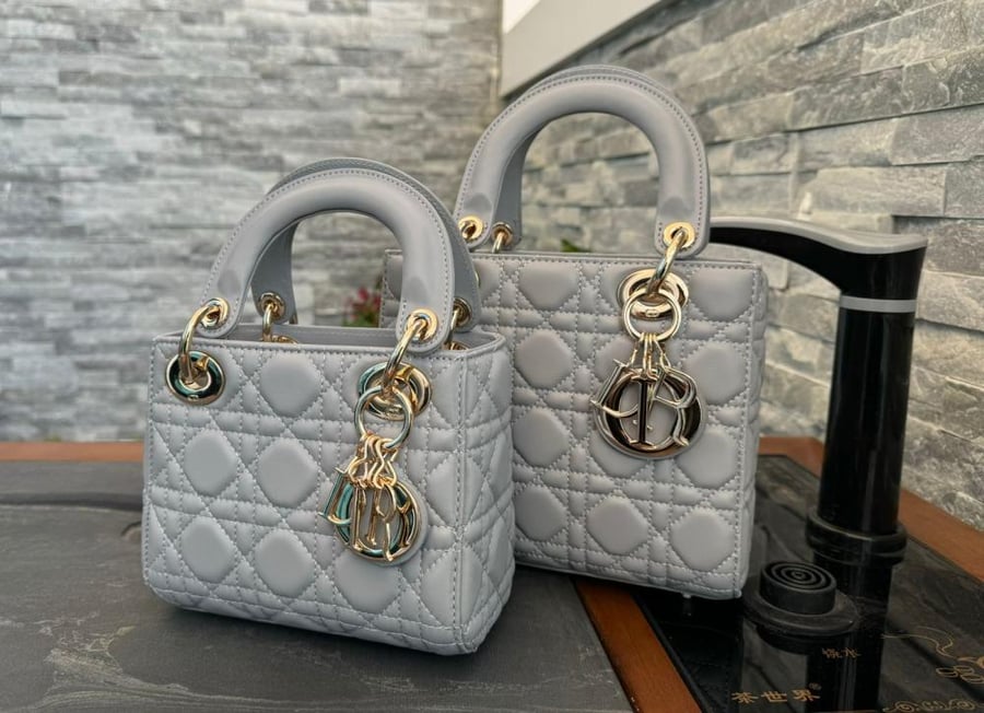 Dior Mini Yaq Lady Dior Women's Bag, Two Sizes, Gray Color