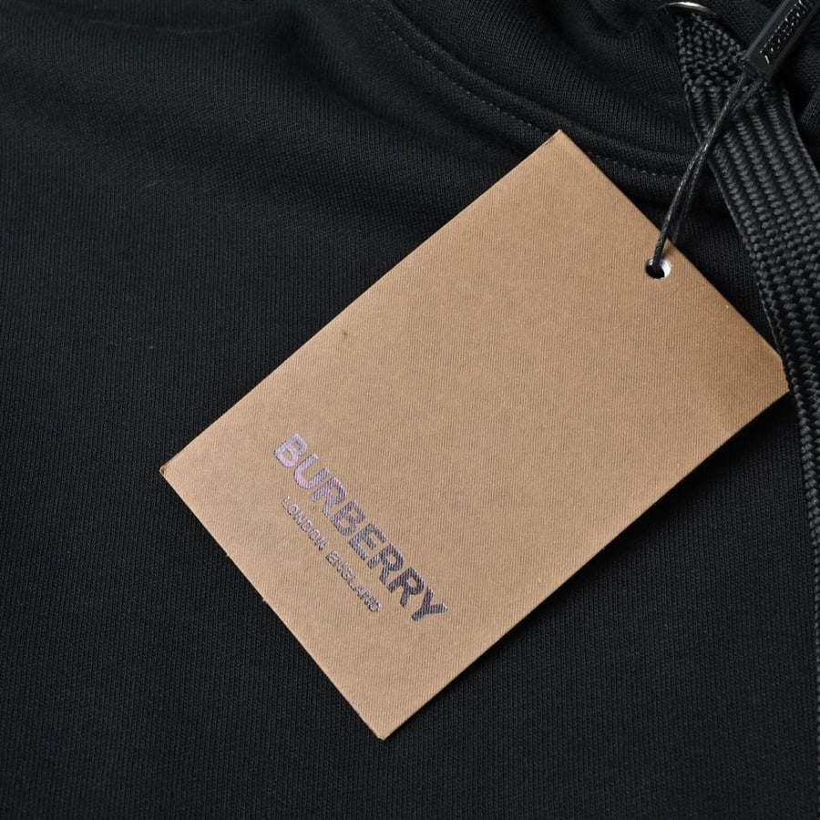 Burberry Classic Hoodie with TB Monogram Logo, Winter Cotton, Black