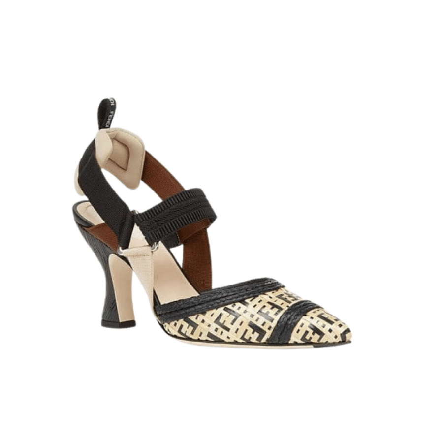 FENDI Colibrì Raffia Slingback Pumps