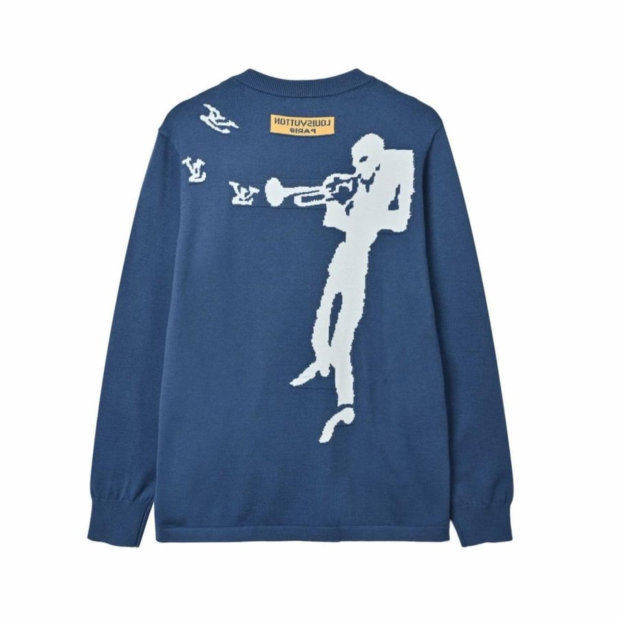 Louis Vuitton men's sweater with a jazz musician print on the back