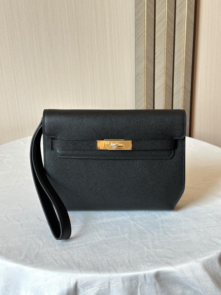 شنطه فاخرة سوداء hermes كيلي ديبيش بقفل ذهبي