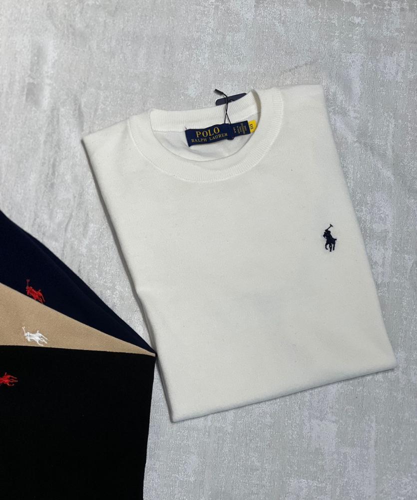 Ralph Lauren Men's Crew Neck T-Shirt, White with Black Logo