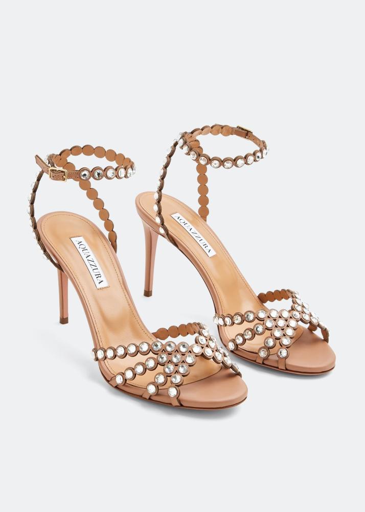 Aquazzura Tequila Brown Crystal High Heel Sandal