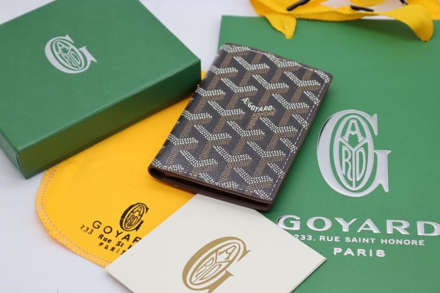 Goyard Men's Black Wallet with Brown Logos