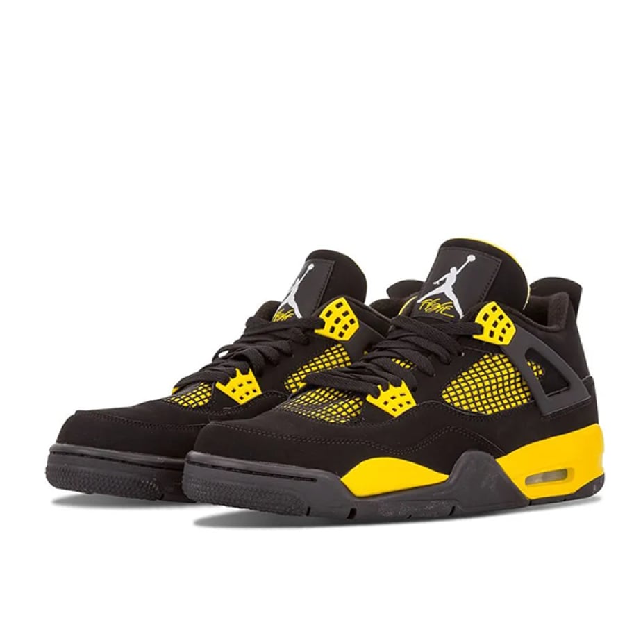 Air Jordan 4 Basketball Shoes, Yellow and Black