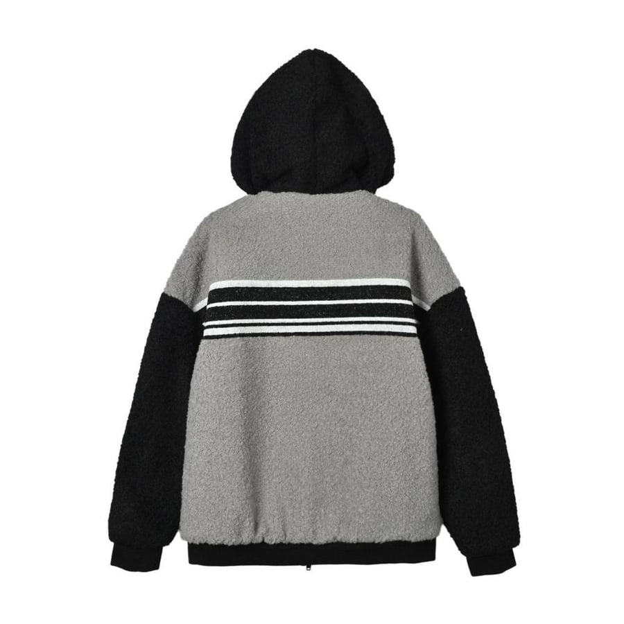 Balenciaga Unisex Fluffy Zip-Up Jacket, Black and Gray