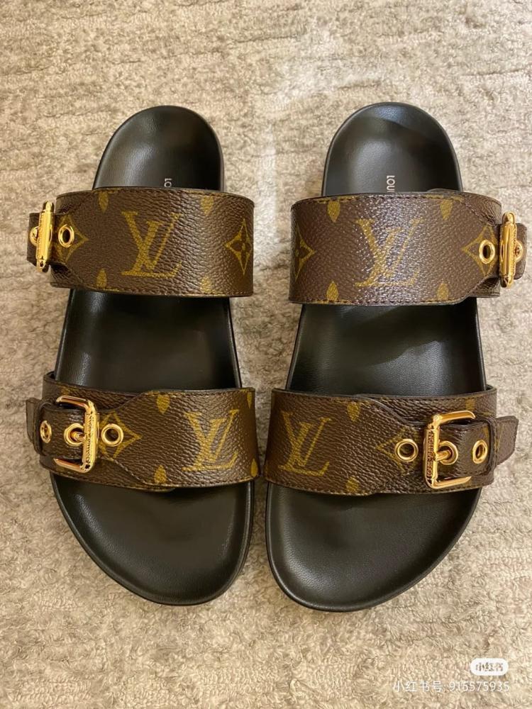 Louis Vuitton Brown Black Men's Slides
