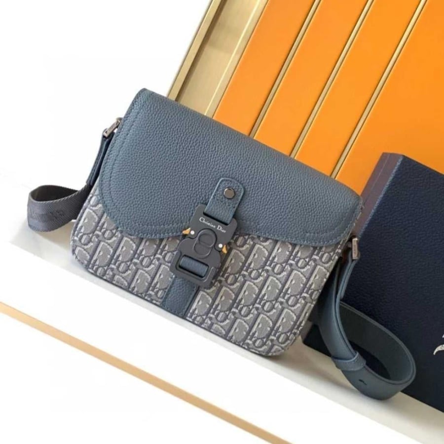 Dior Saddle Men's Shoulder Bag D-Print Grey