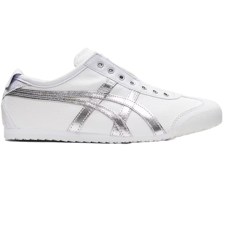 Unisex Onit Soka Tiger Slip-On Shoes, White & Silver