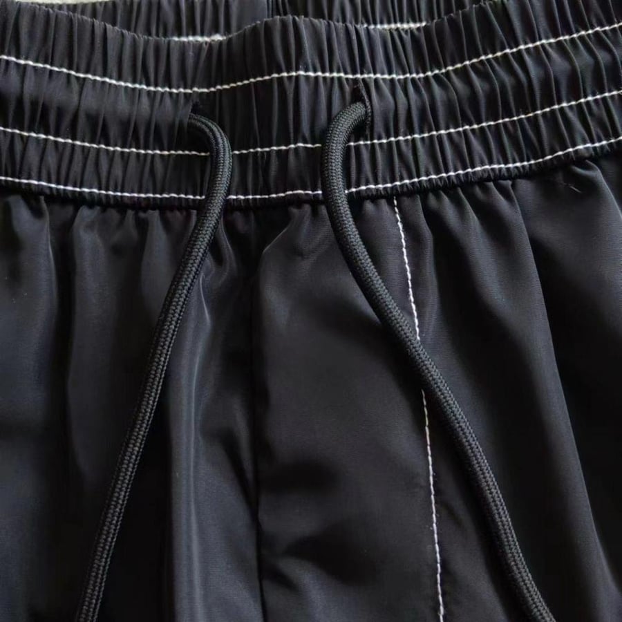 Prada Men's Casual Shorts with Elastic Waist and Side Pockets, Black