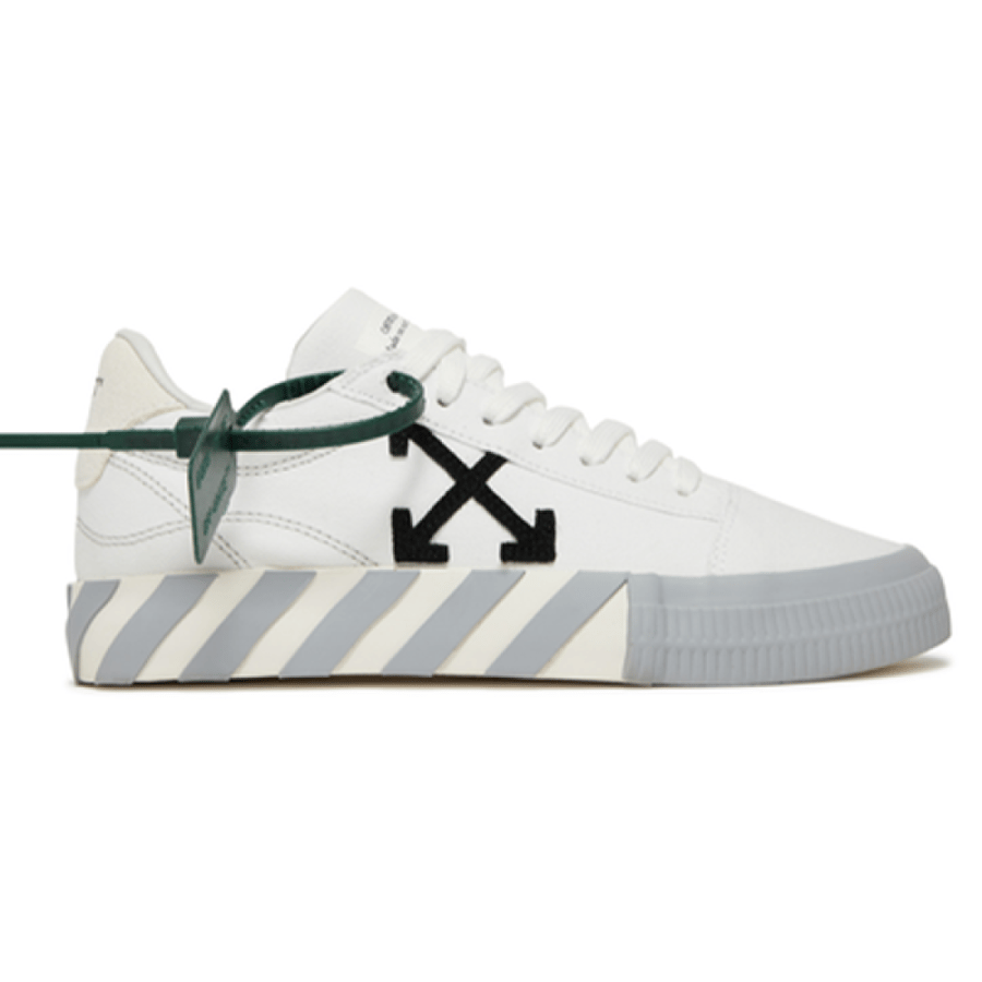 Flat Off-White Vulc White and Grey Sneaker with Black Logo