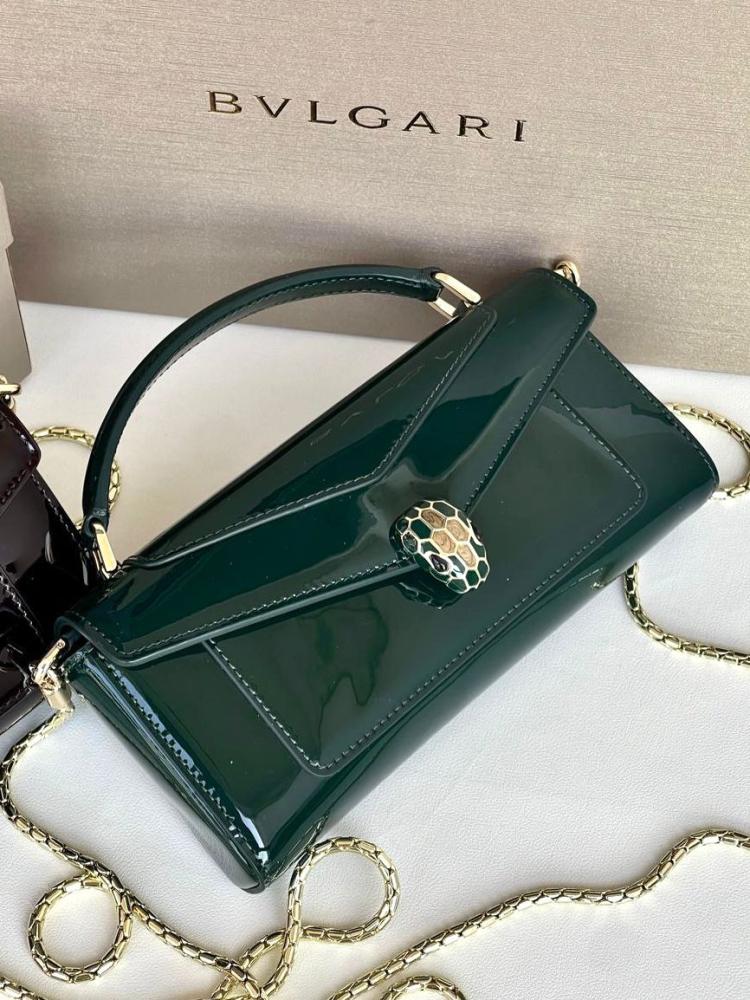حقيبة ماركة Bvlgari سيربنتي فوريفر جلد لامع زمردي