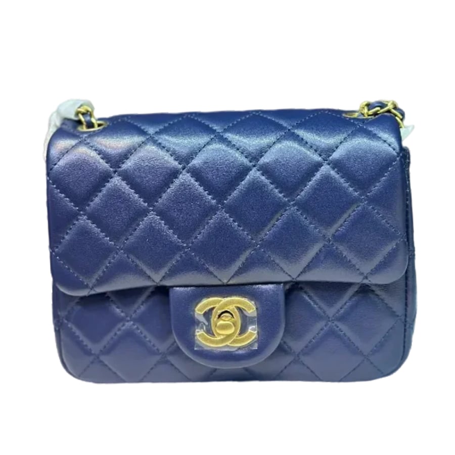 حقيبة CHANEL صغيرة 17سم ميني فلاب لون نيفي جلد مبطن