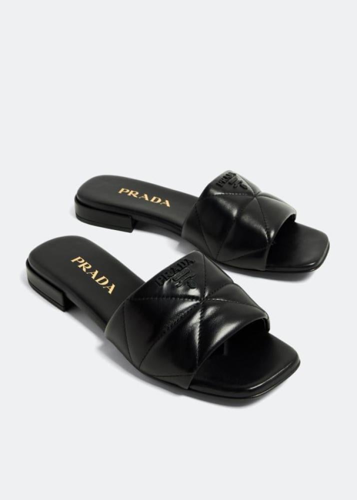 Prada Women's Luxury Black Leather Sandal