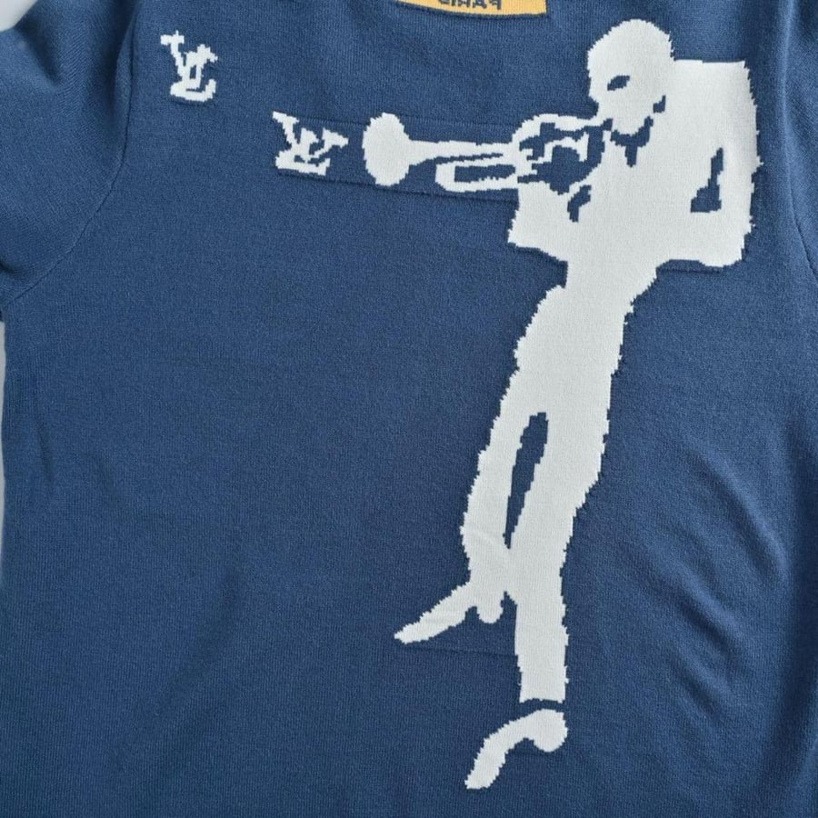 Louis Vuitton men's sweater with a jazz musician print on the back