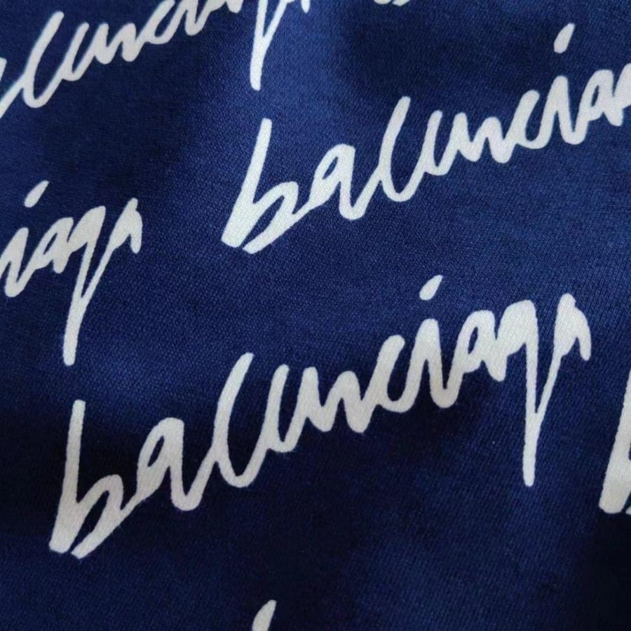 Balenciaga Men's Navy Blue Sport Shorts with Brand Name Print