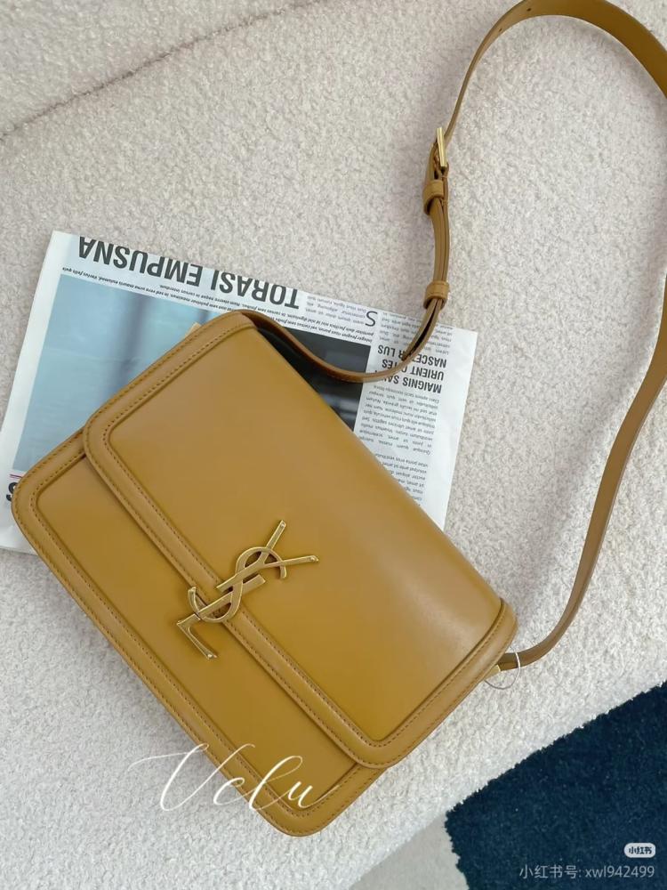 شنطة YSL سولفيرينو بحامل كتف جلد بلون كراميل