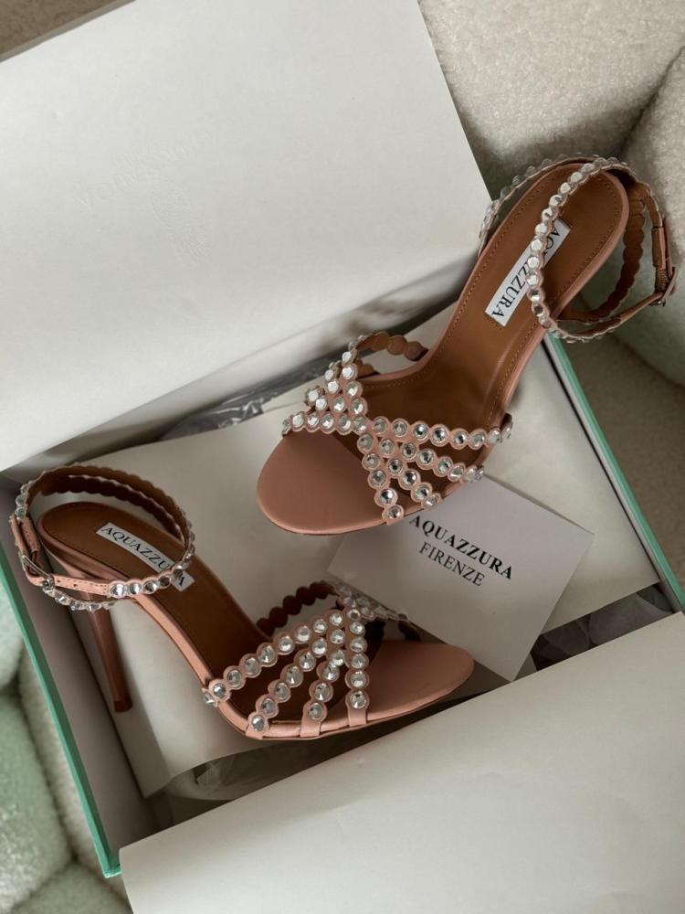 Aquazzura Tequila Brown Crystal High Heel Sandal