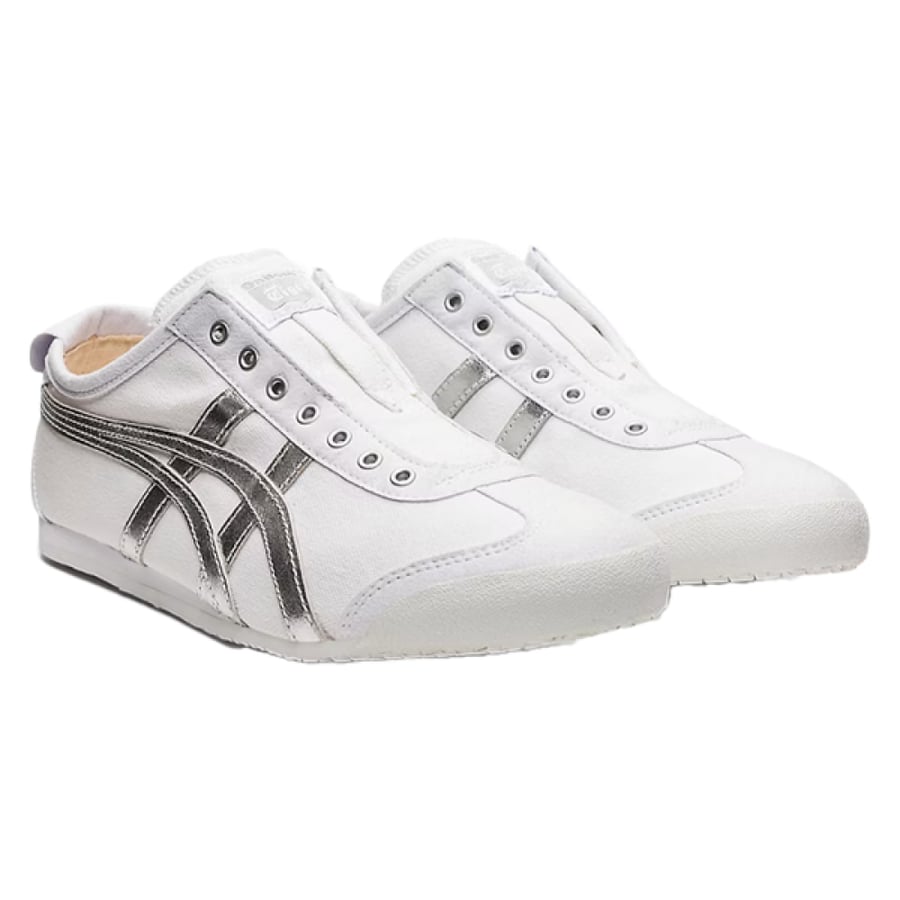 Unisex Onit Soka Tiger Slip-On Shoes, White & Silver