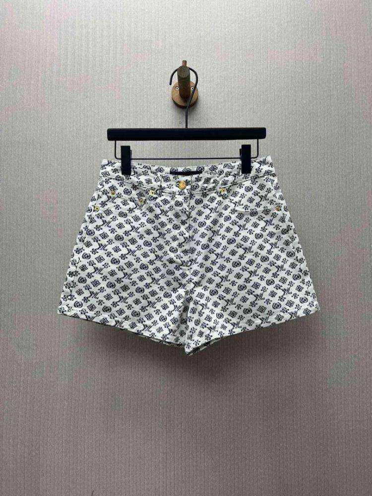 Louis Vuitton Women's Casual Logo Print Shorts in Black and White