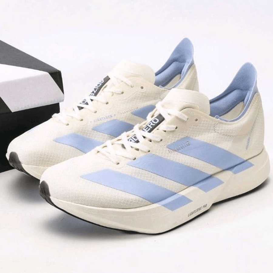 Adidas Adizero Adios Pro4 White Ice Blue Running Shoes
