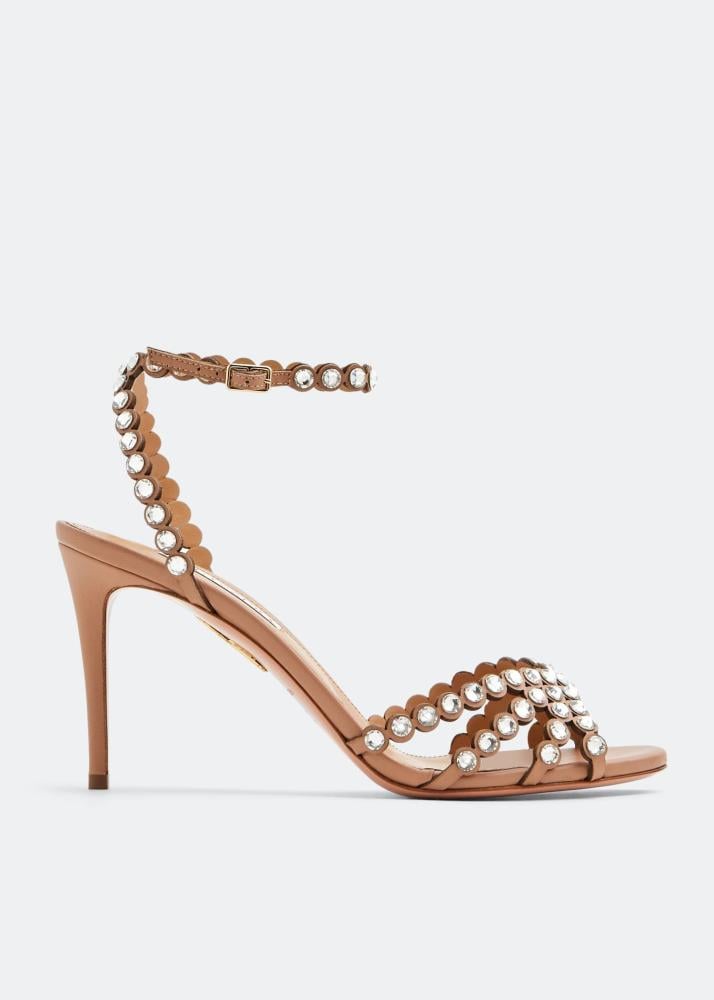 Aquazzura Tequila Brown Crystal High Heel Sandal