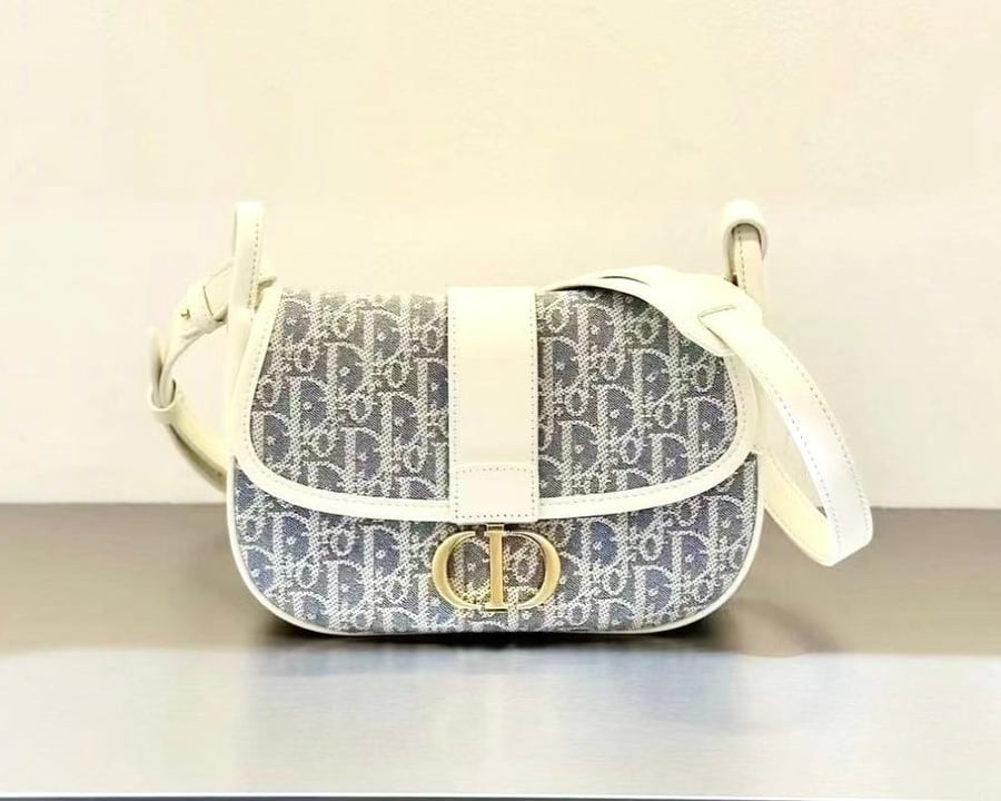 Dior bag satchel flip-top with shoulder strap, Dior Opel pattern, white and grey