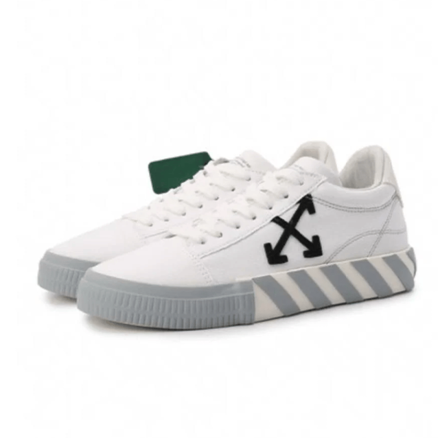 Flat Off-White Vulc White and Grey Sneaker with Black Logo