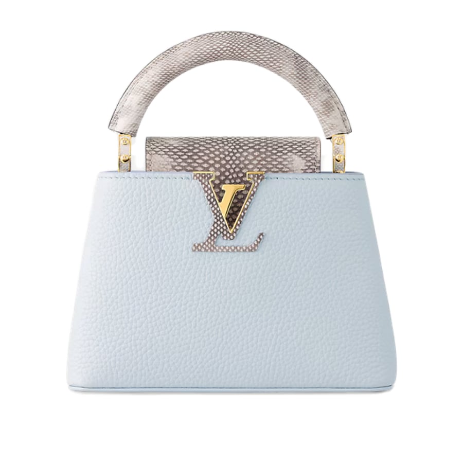 Louis Vuitton 21cm Capucine handbag, elegant blue color