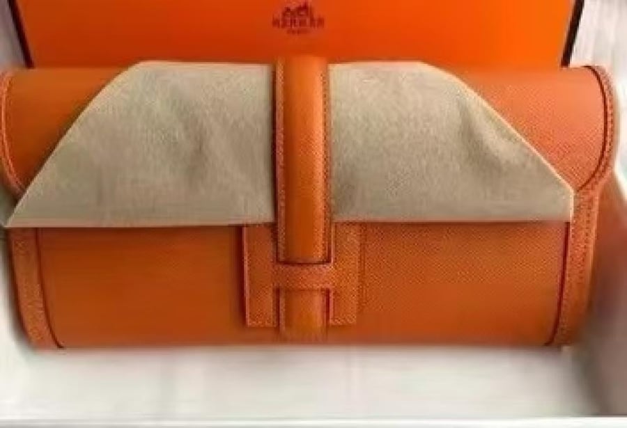 Hermes Gig Elan Clutch Bag in Orange and Beige