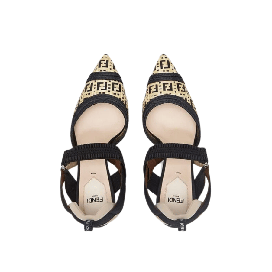 FENDI Colibrì Raffia Slingback Pumps