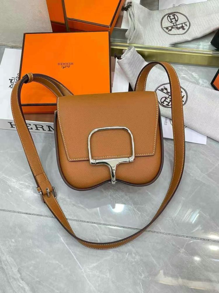 حقيبة نسائية كروس بودي هيرميس ميني ديلا بلون عسلي