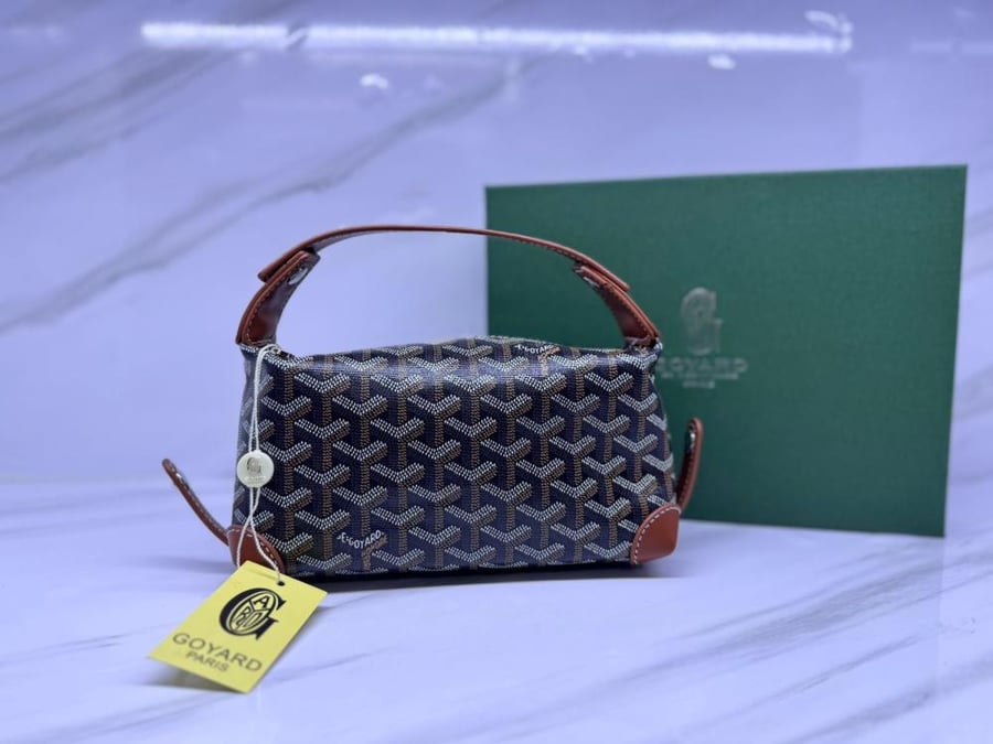 Goyard Toiletry Shoulder Bag with Logo Print, Brown and Black