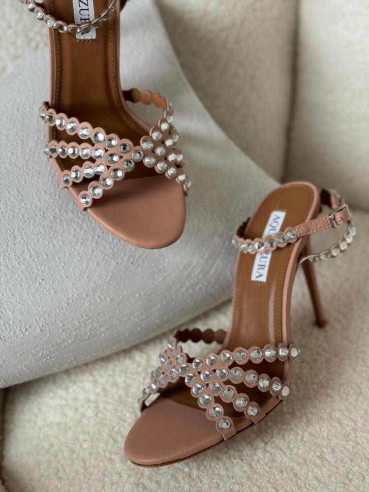 Aquazzura Tequila Brown Crystal High Heel Sandal