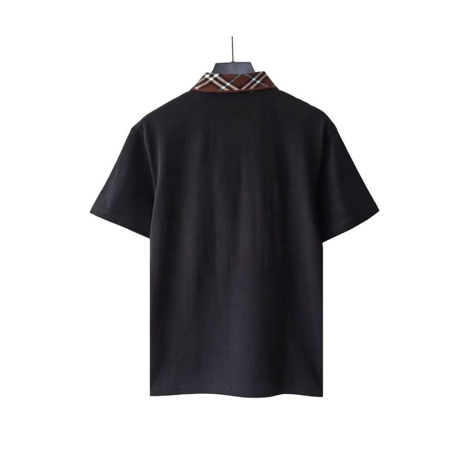 Burberry Men's Short Sleeve T-Shirt Black Check Collar