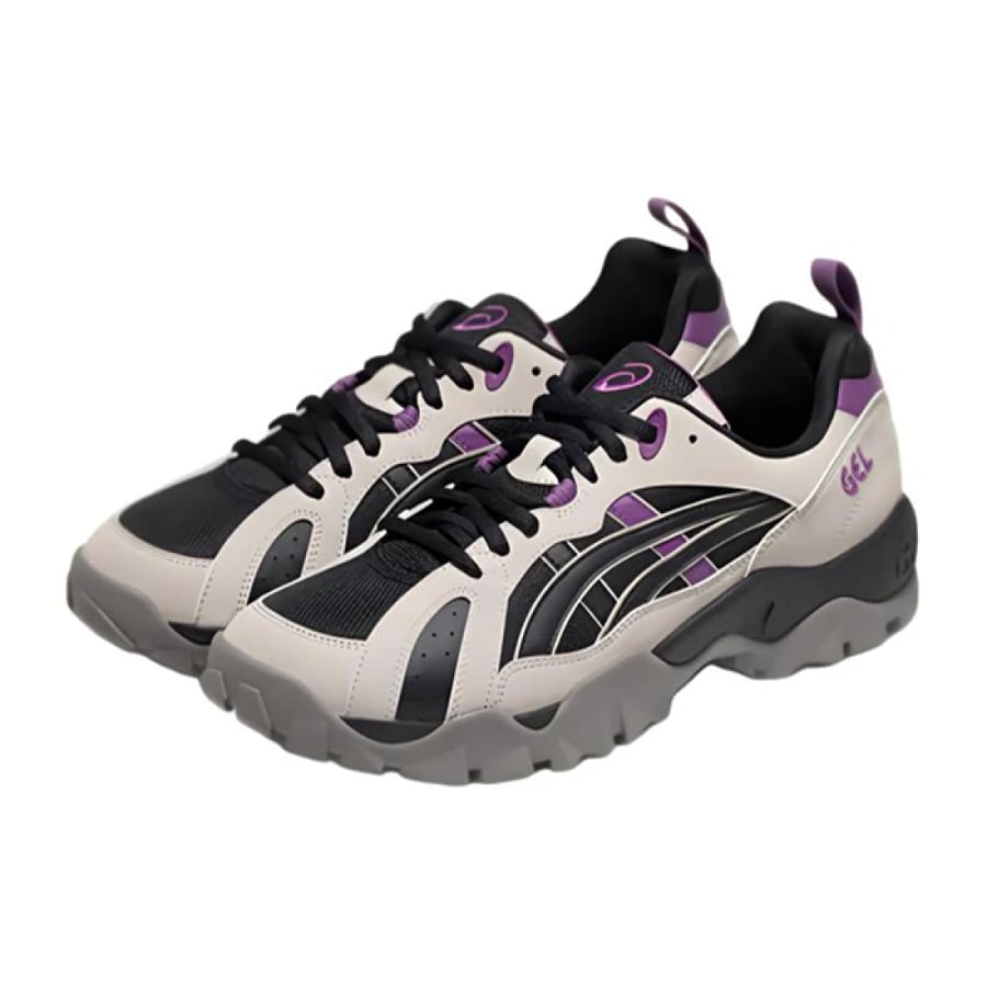 حذاء الجري Asics جيل تراك بلون رمادي وأسود وبربل