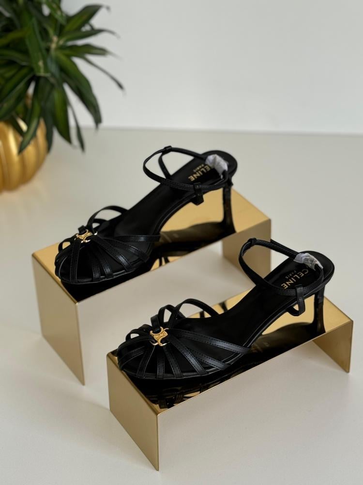 Celine black open toe low heel sandal