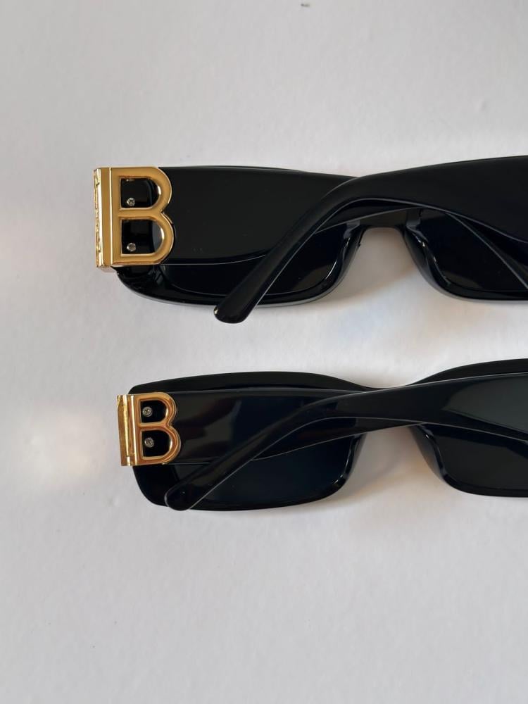 نظارة شمس بالنسياغا BB0096S بإطار سميك لون أسود بعدسة زرقاء
