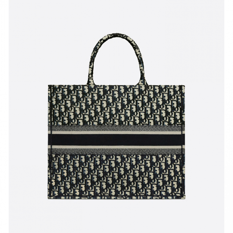 Dior Book Tote Blue Dior Oblique Embroidery