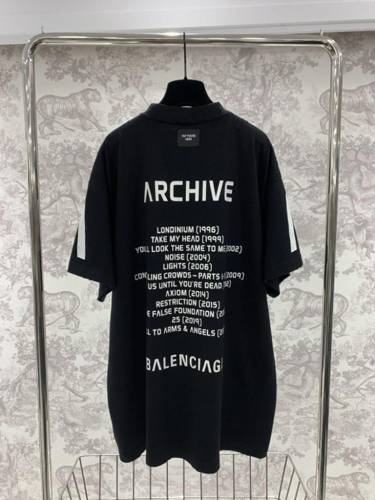 Balenciaga T-shirt, black, long cut, modern design