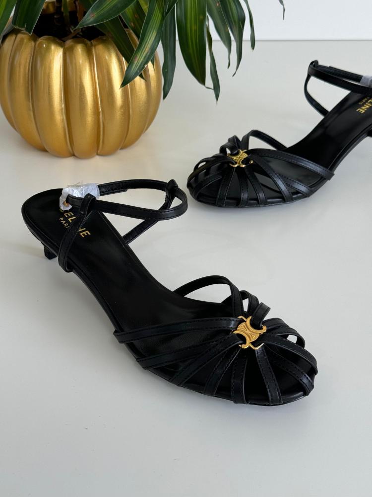 Celine black open toe low heel sandal