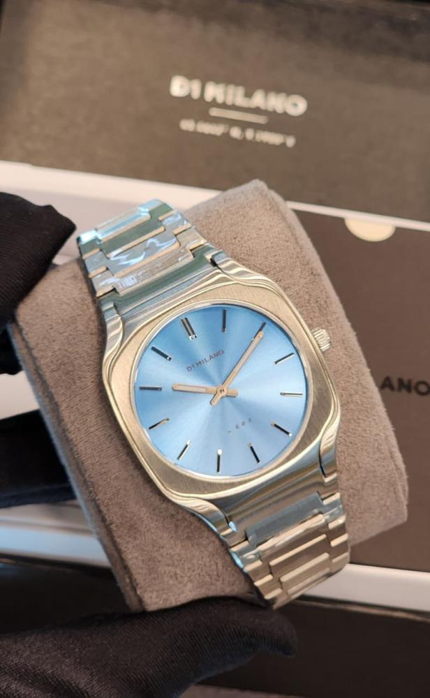ساعة يد D1 milano watch رجالي معدنية سيلفر بيبي بلو
