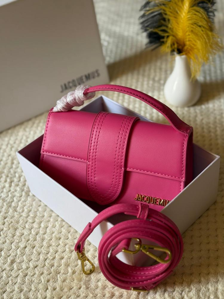 Jacquemus Le Bambino Mini Handbag in Bright Pink Leather